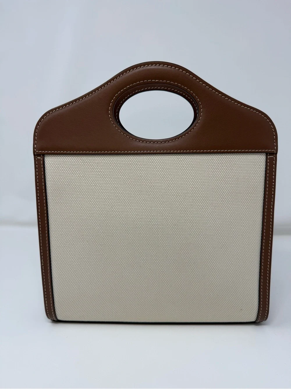 Burberry Mini Two-Tone Canvas and Leather Pocket Bag - Cream and Brown